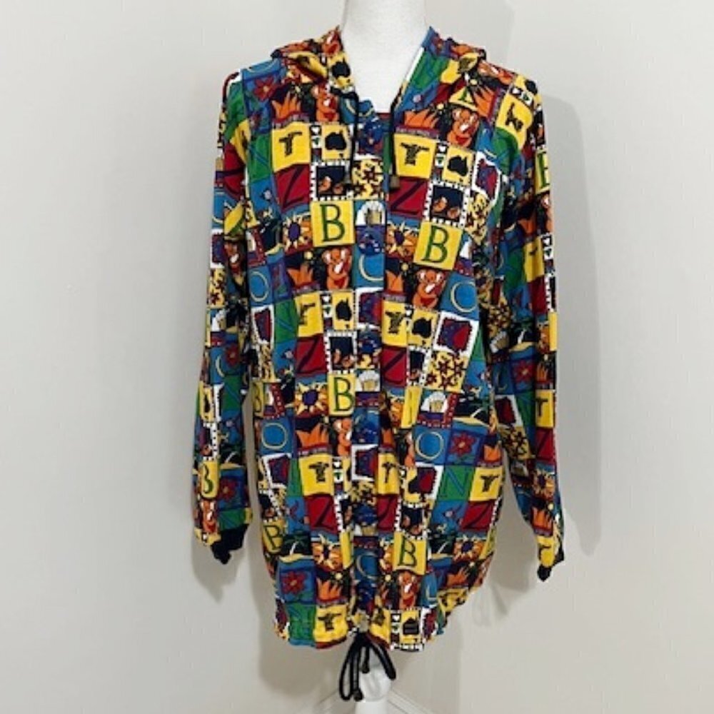 Vintage Bonzo Australian Reversible Colorful Button Hooded Jacket